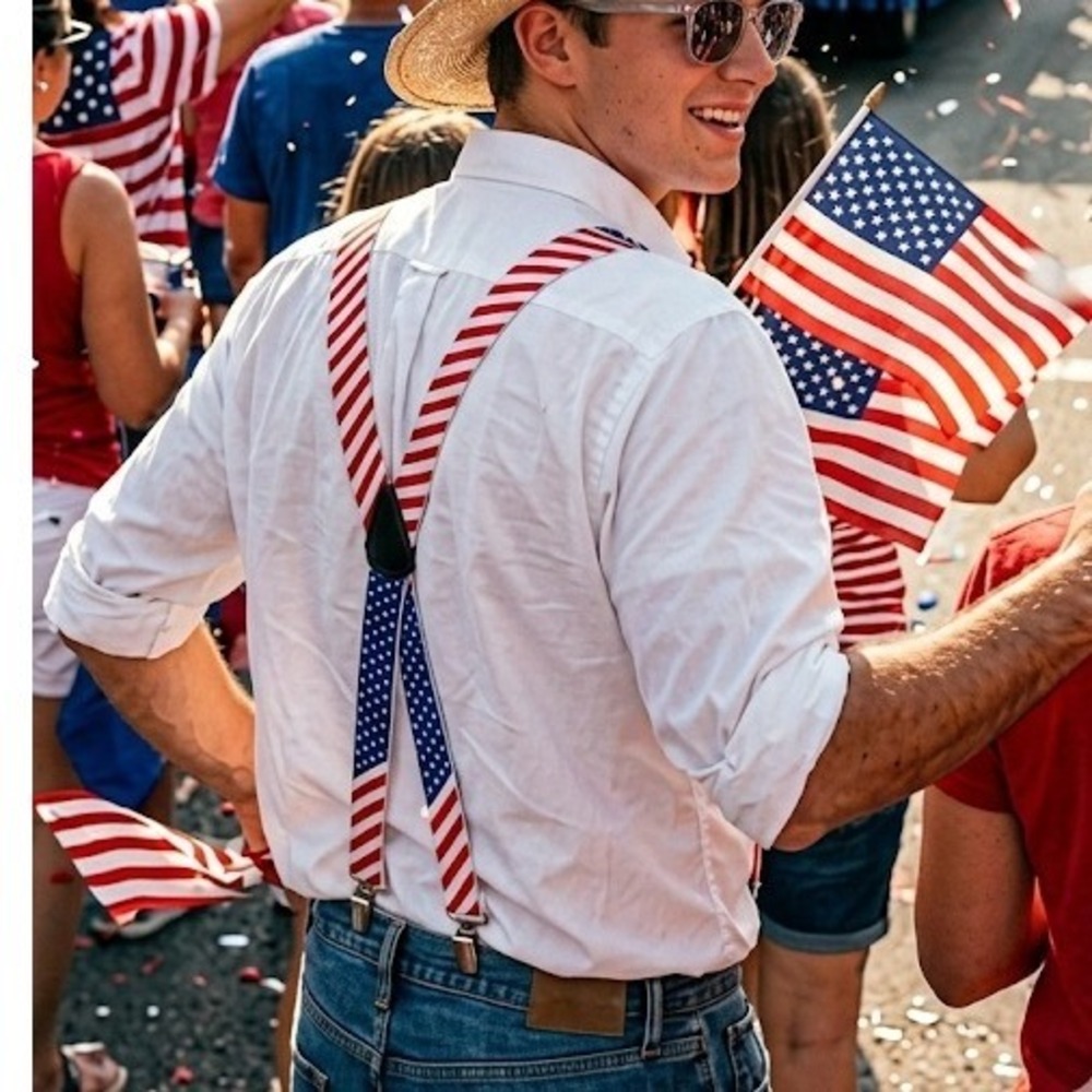 American Flag Patriotic Suspenders Red White Blue Stars‎ Stripes July 4th Parade